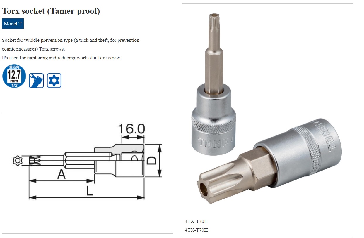 Ichiban Precision Sdn Bhd - Tone - Tone The E type Torx socket, Torx ...